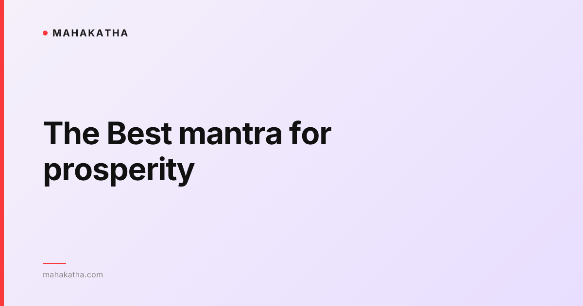 The Best mantra for prosperity