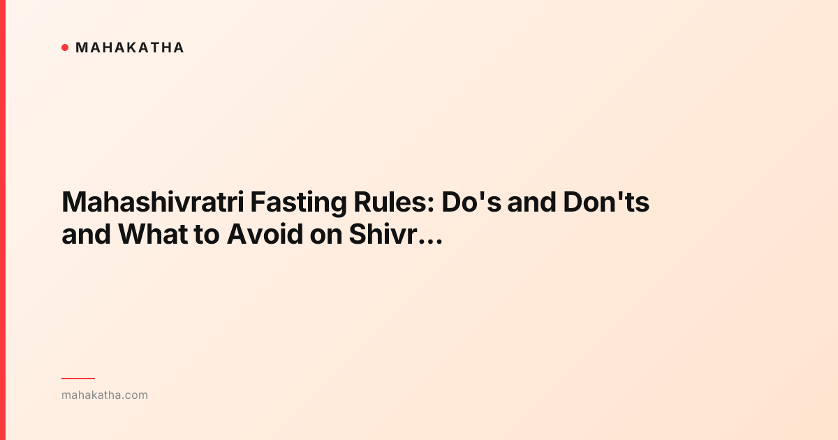 Mahashivratri Fasting Rules: Do's and Don'ts and What to Avoid on Shivratri